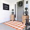 Cotton Orange and White Plaid Rug, 3' x 5' Fall Outdoor Front Door Decorative Mat, Hand Woven Rug for Layered Door Mats Washable Carpet for Porch, Entryway, Farmhouse, Autumn, Halloween